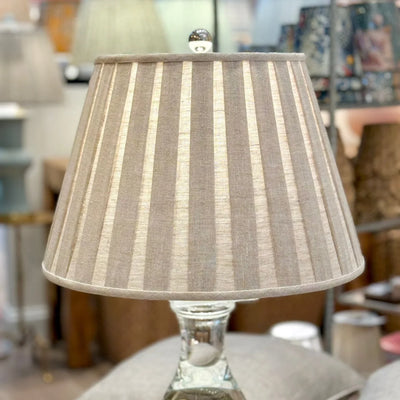 Oatmeal linen box pleat on a crystal lamp