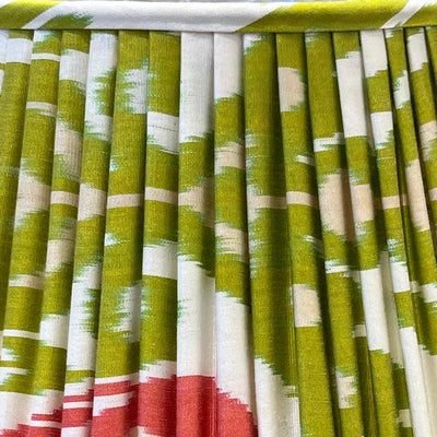 green and white lampshade close up