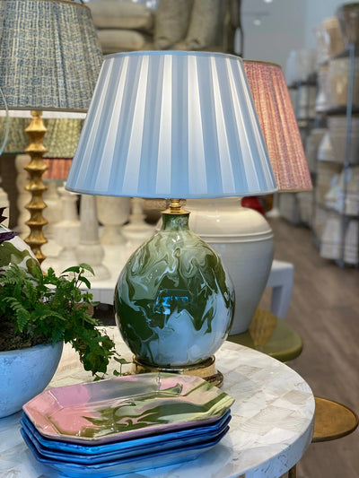 Pembroke Silk Box Pleat Lampshade on a Paul Schneider Lamp