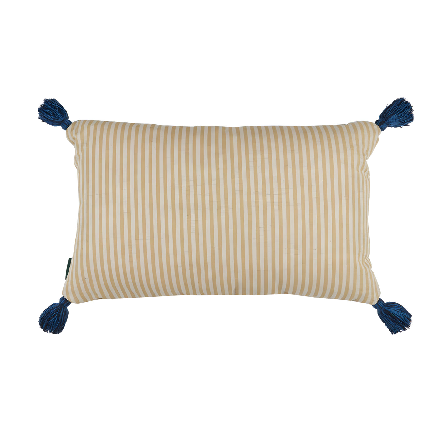 Penny Morrison pillow with blue tassels