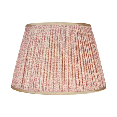 Penny Morrison Pink on White Tribal Pleated Silk Lampshade with Gold Trim