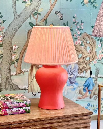 Fermoie Pink Moire Lamp and Julian Chichester Orange Lamp