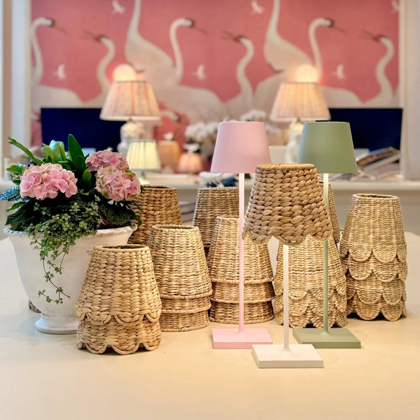 Poldina lamps and seagrass shades