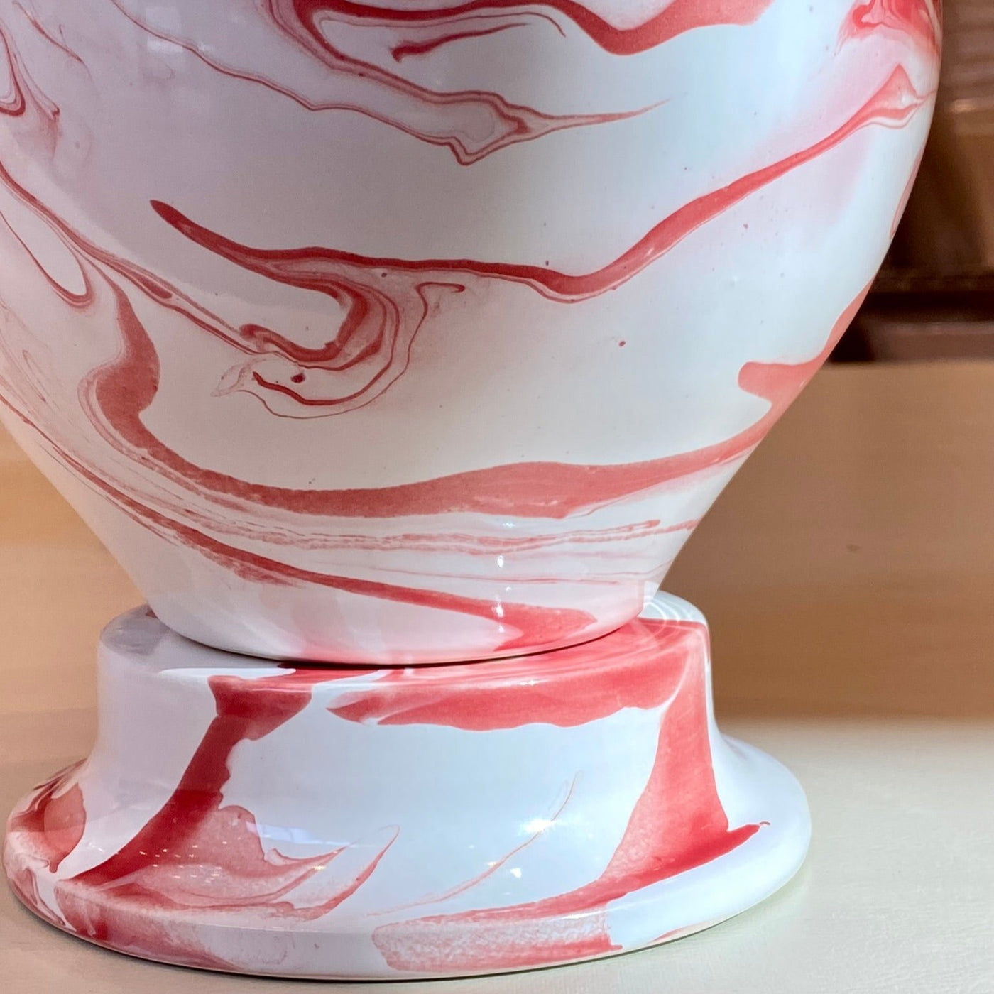 Paul Schneider red and white geode lamp detail