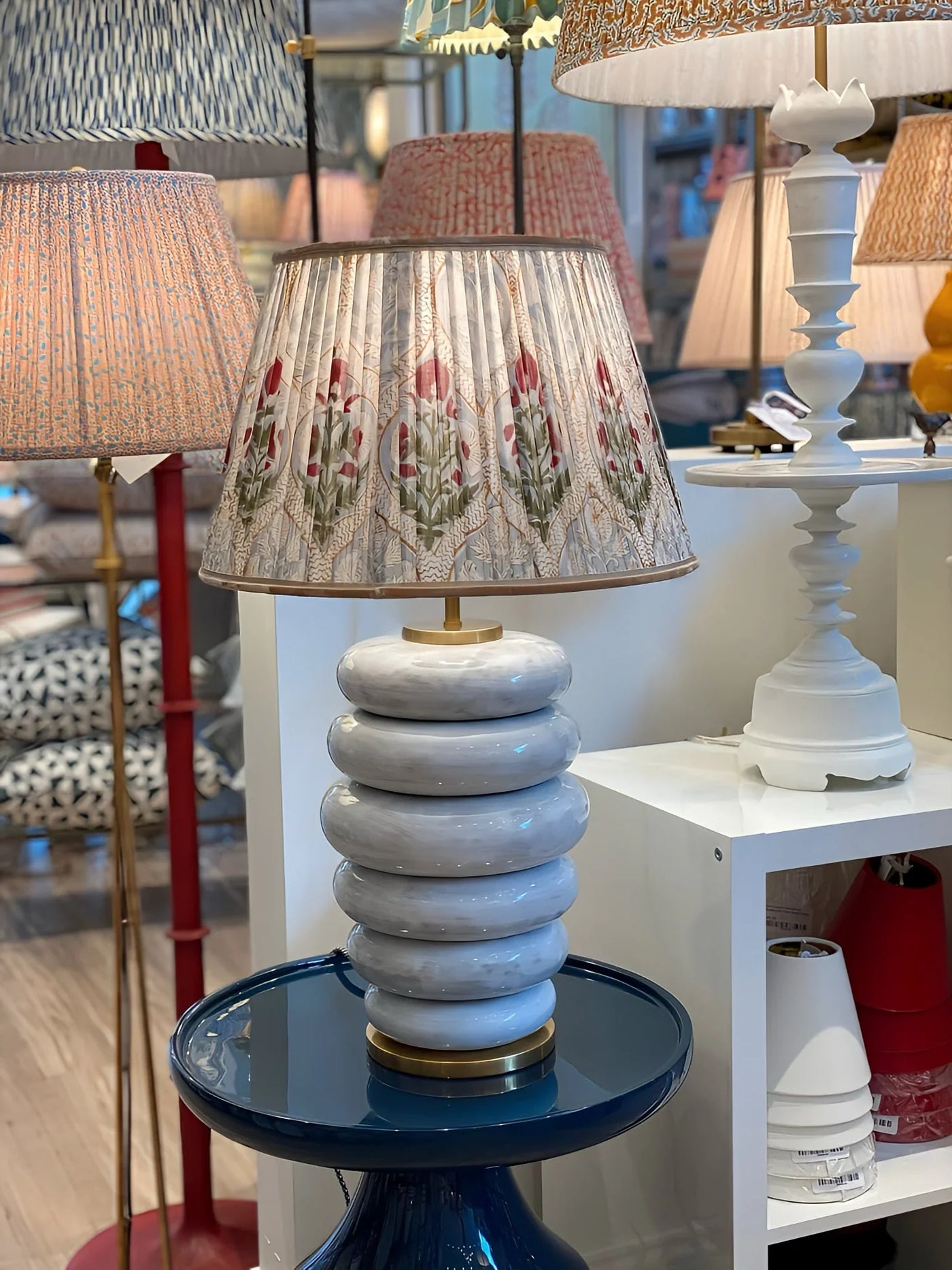 Block Print Lamshade on a Phoebe Lamp