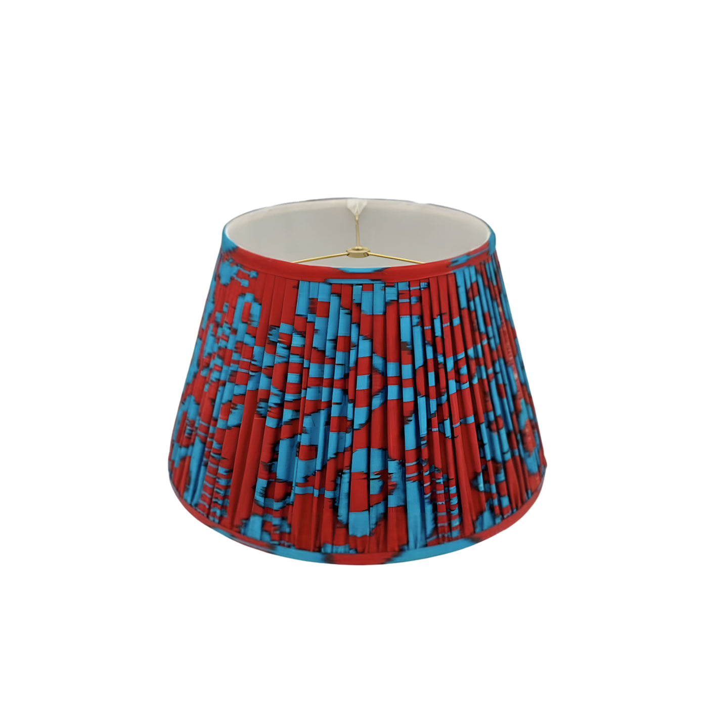Red and blue ikat lampshade