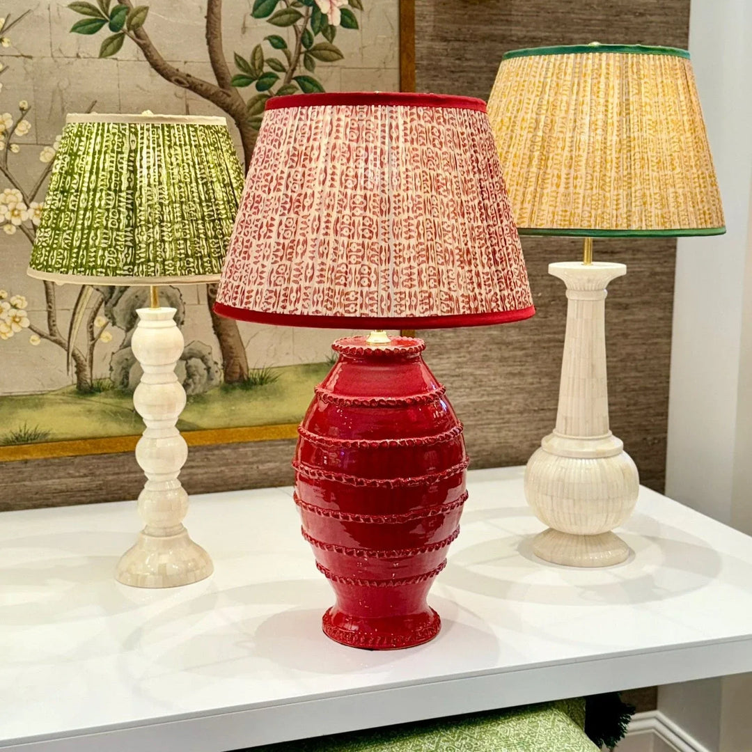 Penny Morrison Red Wiggle Ribbed Urn Ceramic Table Lamp Penny Morrison Red Wiggle Ribbed Urn Ceramic Table Lamp