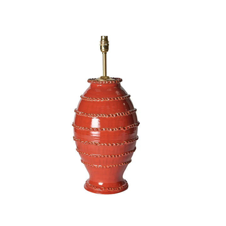 Penny Morrison Red Wiggle Ribbed Urn Ceramic Table Lamp