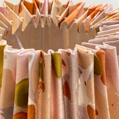 saffron marbled paper lamap shade close up