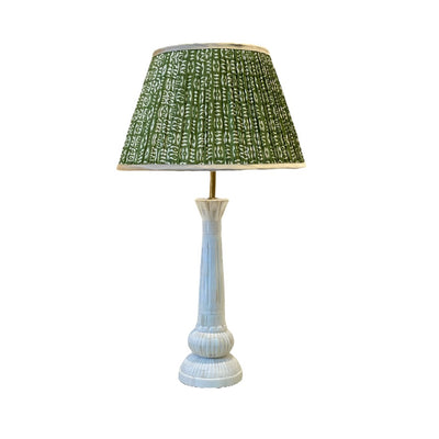 Penny Morrison bone lamp and green lampshade