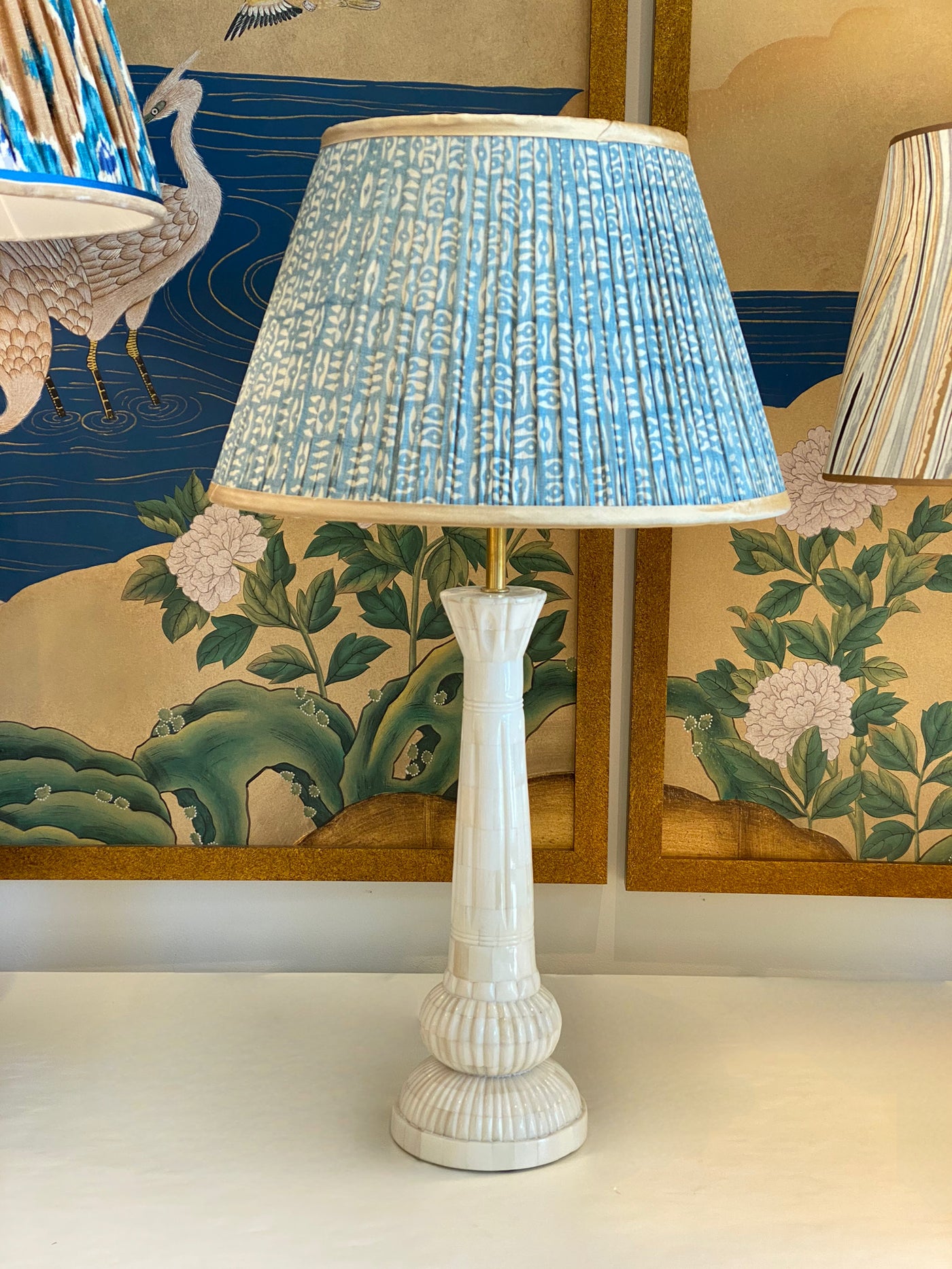 Penny Morrison bone lamp and silk tribal lapshade