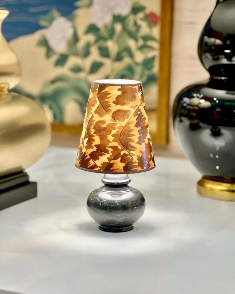 Schumacher chandelier shade on a piccolo lamp