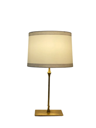 silk banded drum on brass lamp