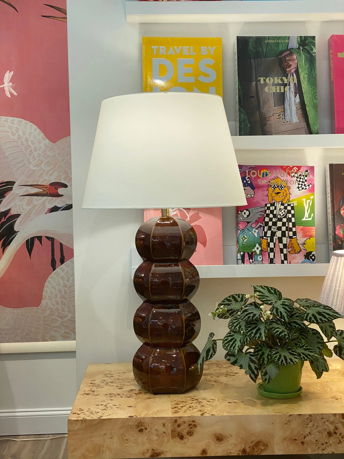 Silk Rolled Edge British Drum on Hwang Bishop Lamp