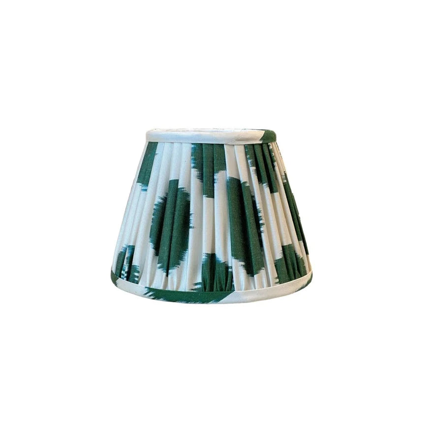 Green and white ikat lampshade
