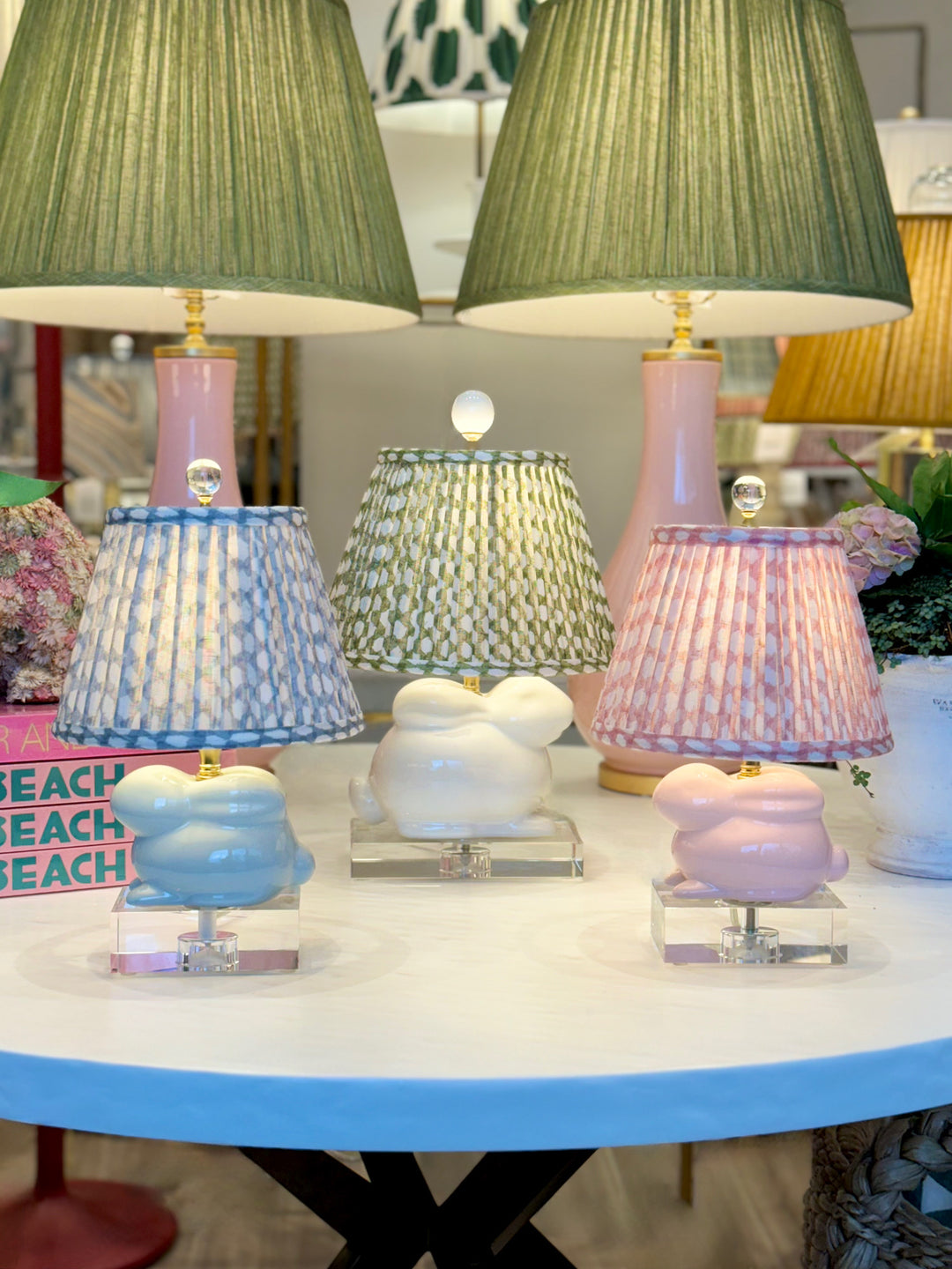 Porcelain Bunny Lamp with Crystal Base Small