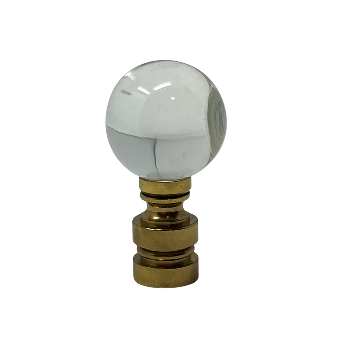 Clear Crystal Ball Finial 25mm Polished Brass
