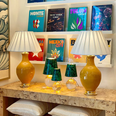 silk lampshades on ceramic lamps