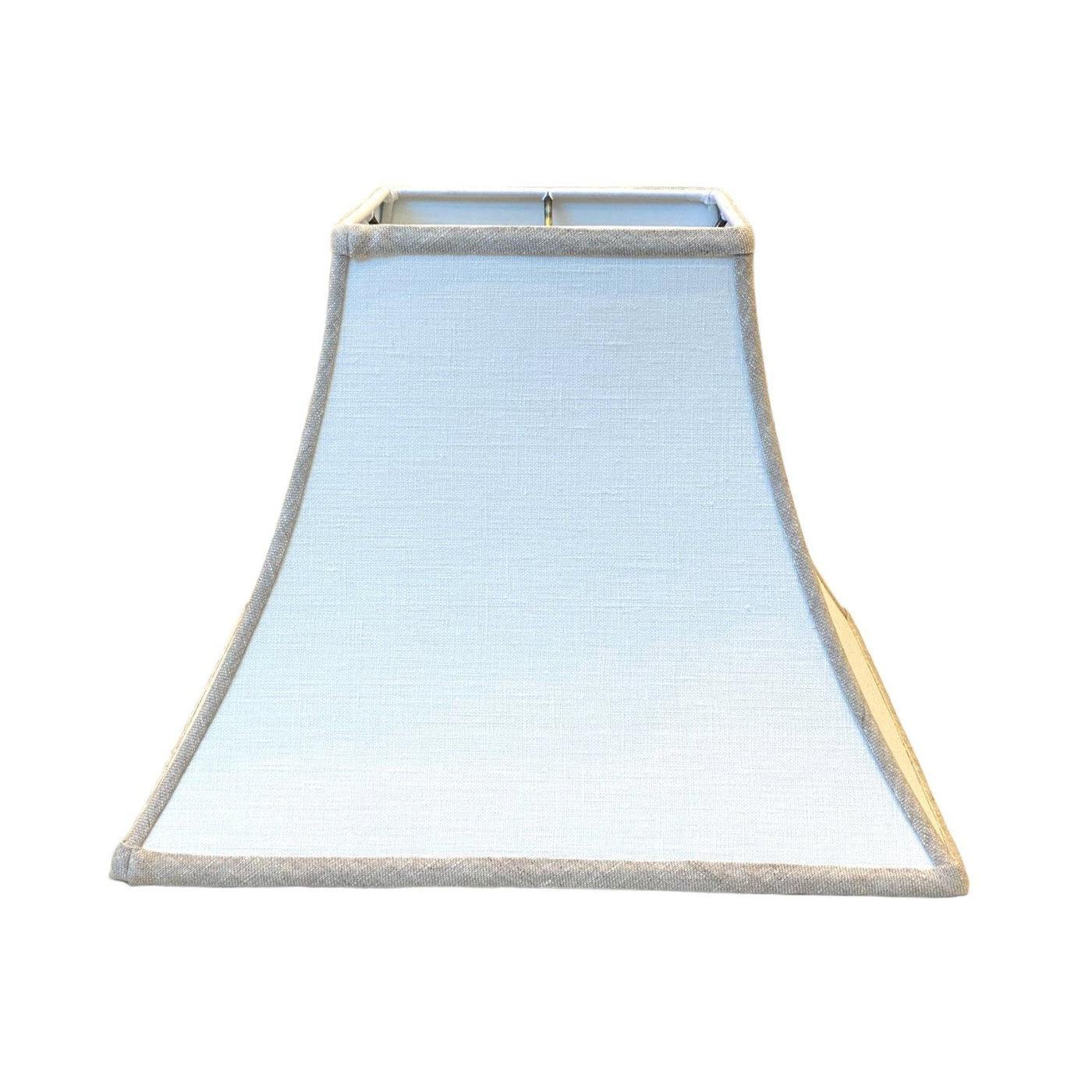 Square bell lampshade with oatmeal trim