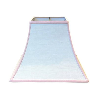 White Linen Square Bell with Pink Trim Lampshade