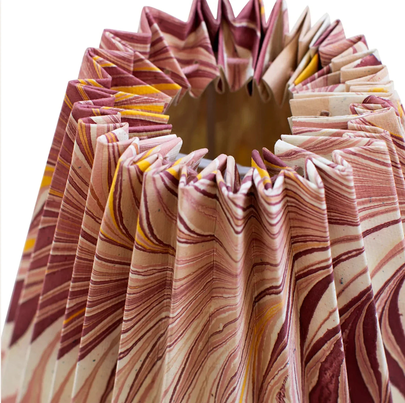 handmade marbled paper lamp shade close up
