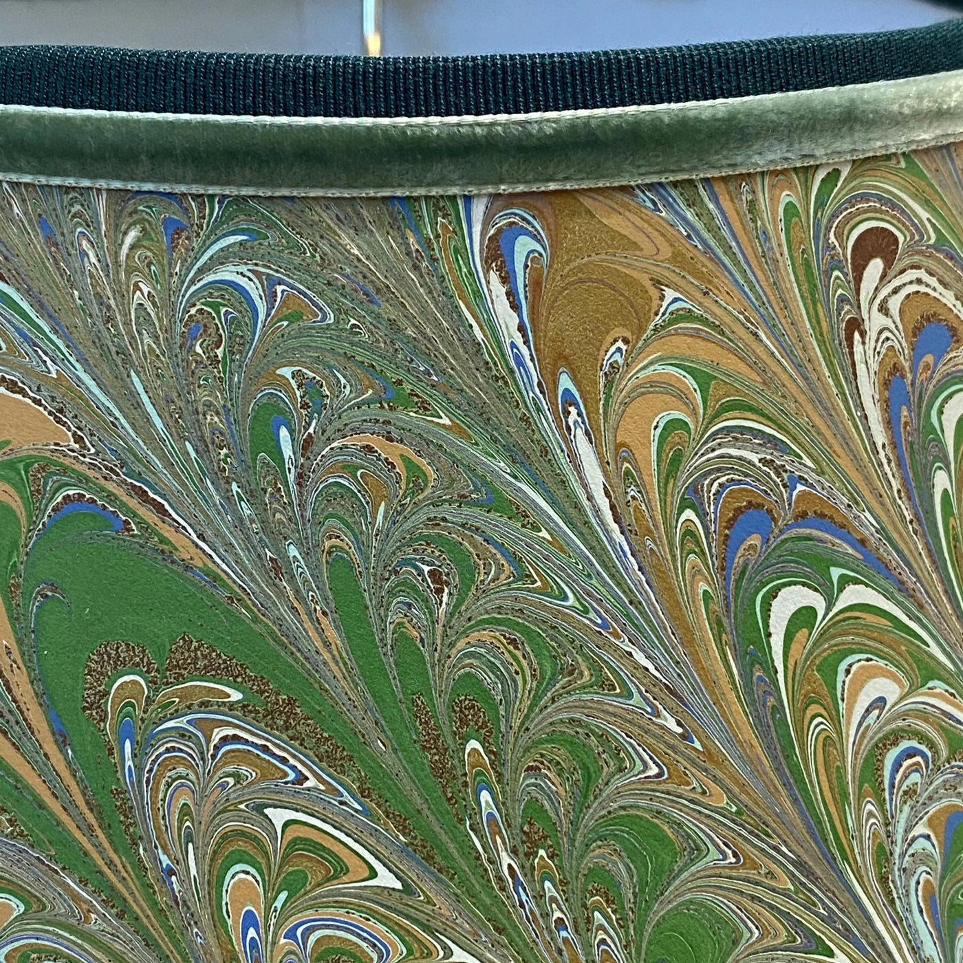 handmade marbled wallpaper lamp shade close up