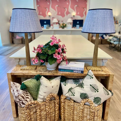 Strie Lamps with Block Print Lampshades