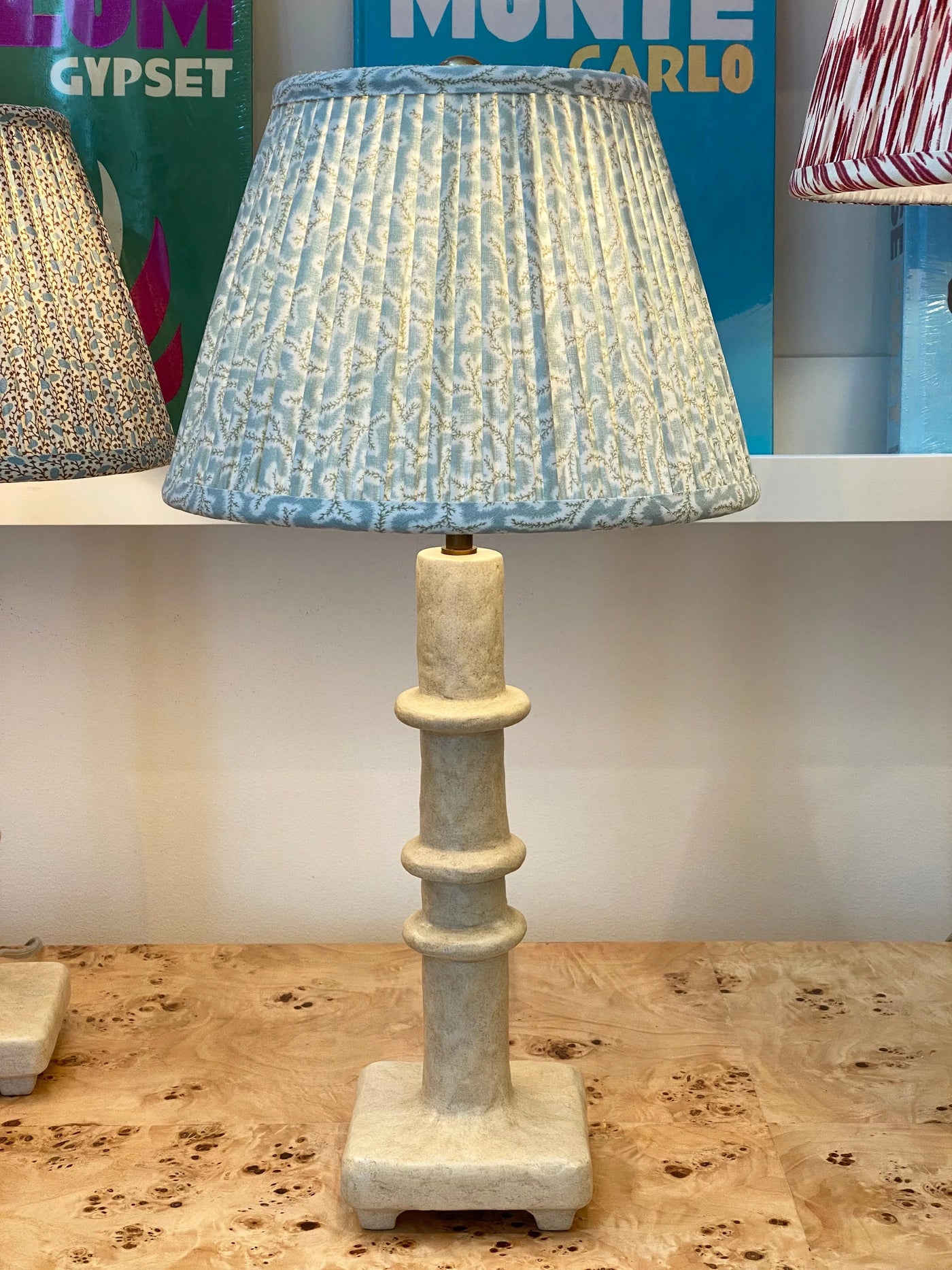 Ian Sanderson Thyme Dulcie Lampshade on a Julian Chichester Lamp
