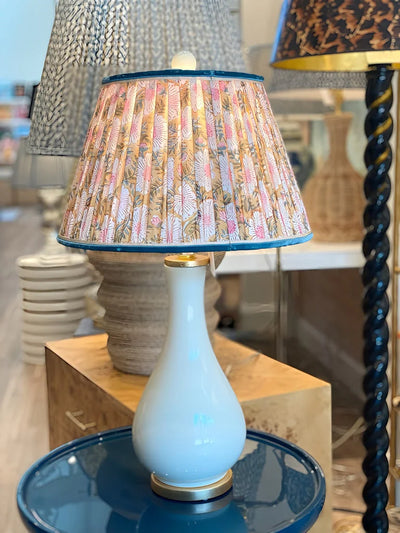 white dove lamp and a block print lampshade