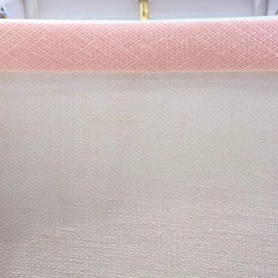 white linen lampshade with light pink trim close up