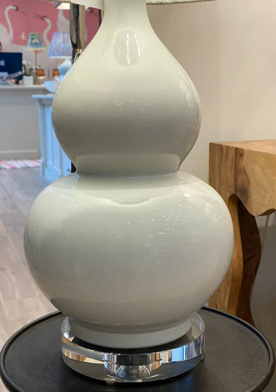 White porcelain double gourd lamp close up