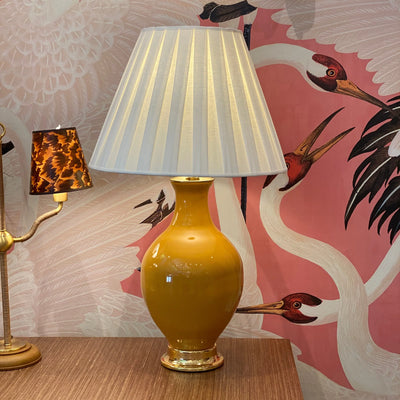 Box Pleat Linen Lampshade on a Paul Schneider Lamp