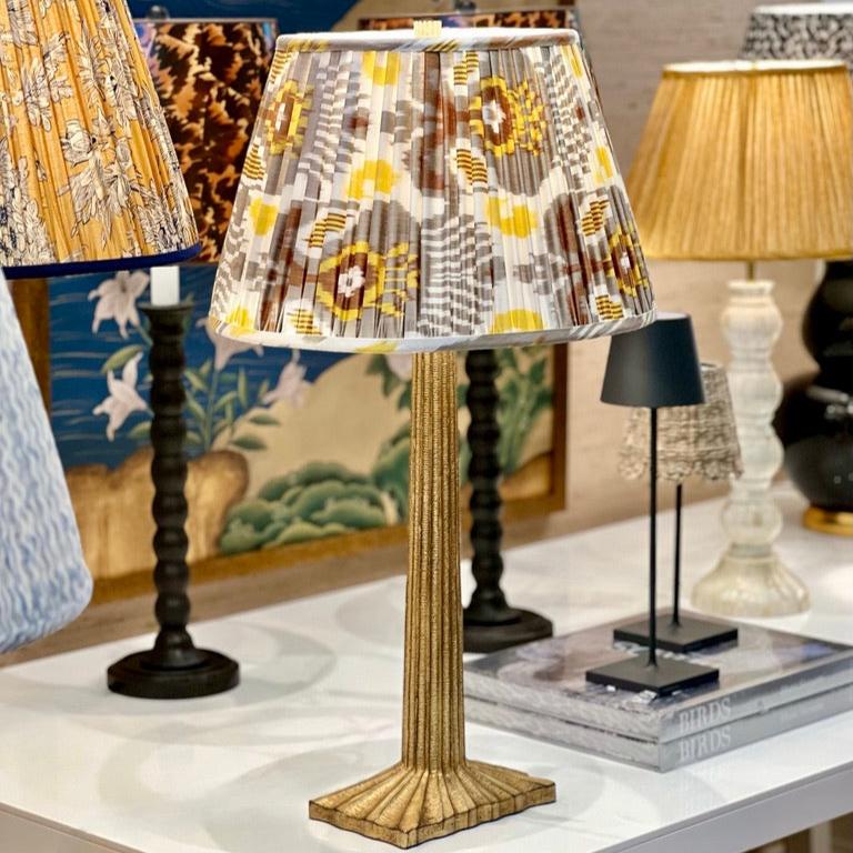 ikat lampshade on brass lamp
