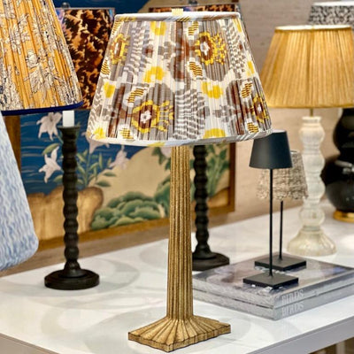 ikat lampshade on brass lamp
