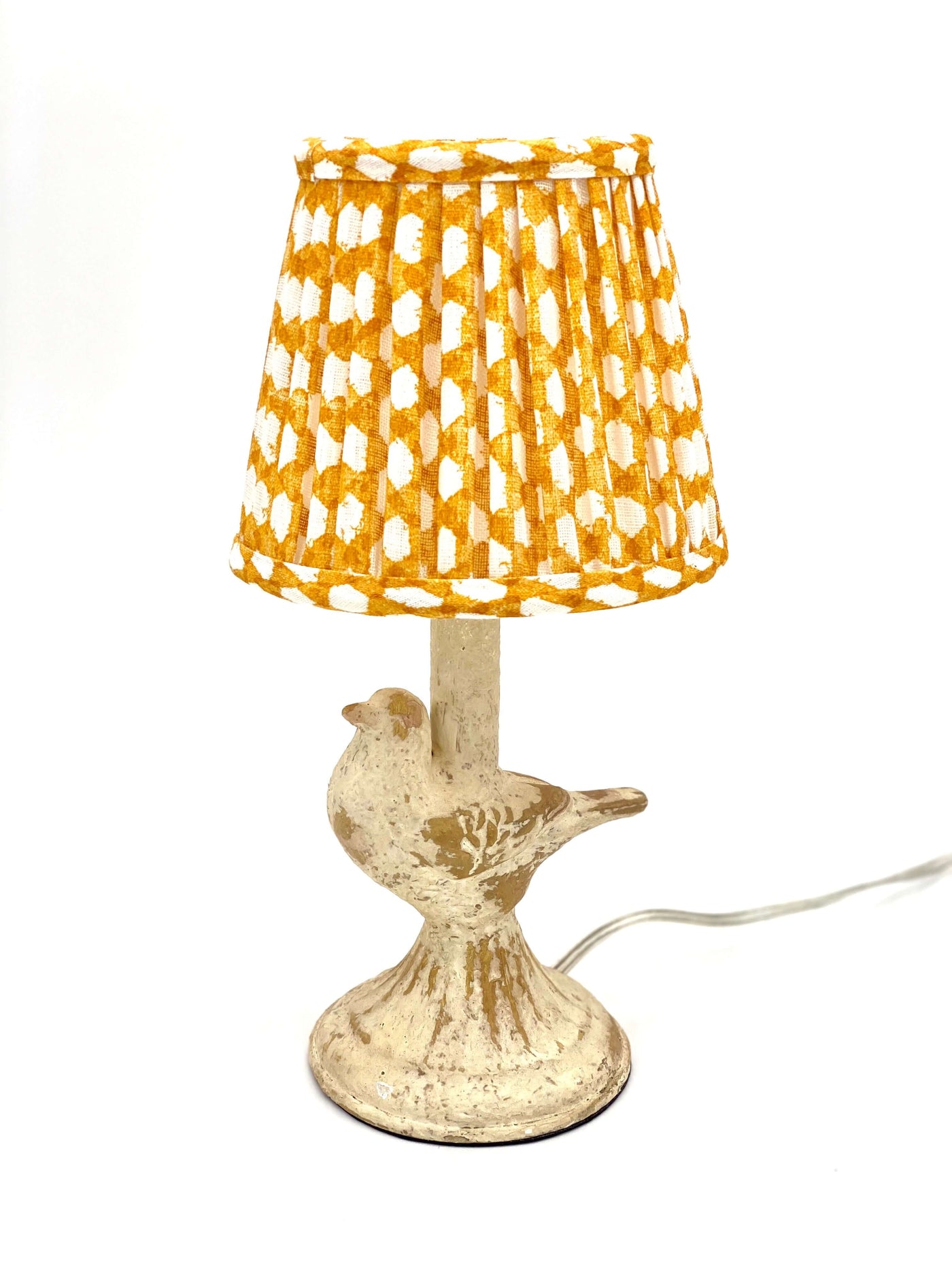 Bird lamp with Fermoie Yellow Wicker Lampshade