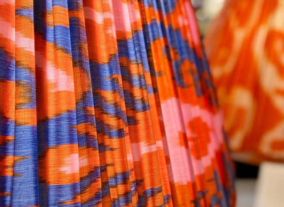 Orange and Blue Ikat Lampshade