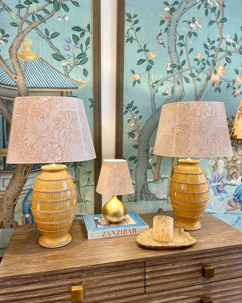 William Morris Marigold Wallpaper Lampshade on Penny Morrison Lamps
