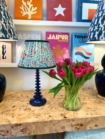 Block Print Lampshade on Blue lamp