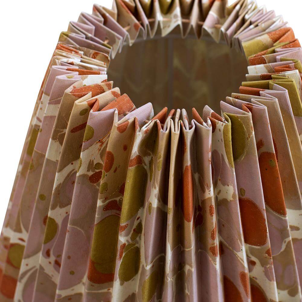 Pleated marbled paper lampshade