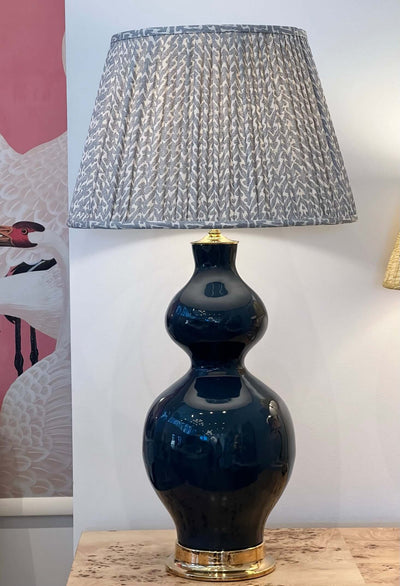 Paul Schneider Navy Lamp with Fermoie Blue Rabanna Lampshade