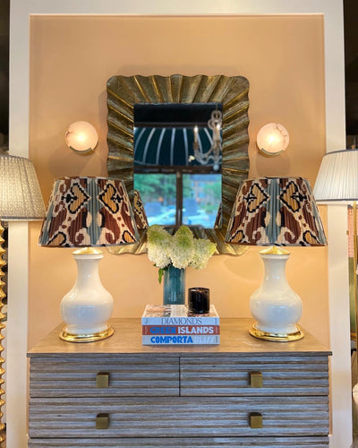 Ikat Lampshades on Christopher Spitzmiller Lamps