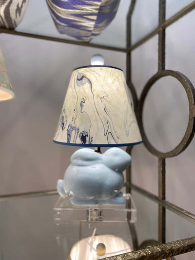 Blue Bunny Lamp with Marbled Lampshade