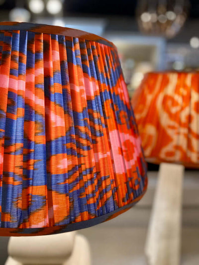 Pink and Blue ikat lampshade