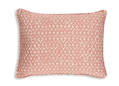 Small oblong designer Fermoie cushion in Pink Rabanna cotton fabric 