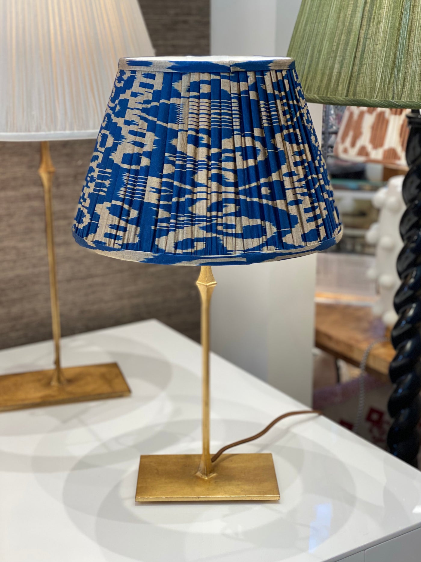 Ikat Lampshade on bedside lamp