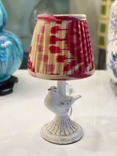 Bird Lamp with Pink Ikat Lampshade