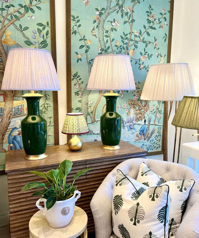 Fermoie Pewter Moire and Green Lamps