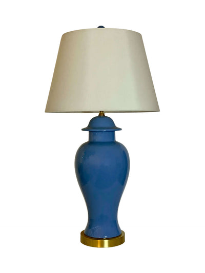 Blue Lamp with Brass Base