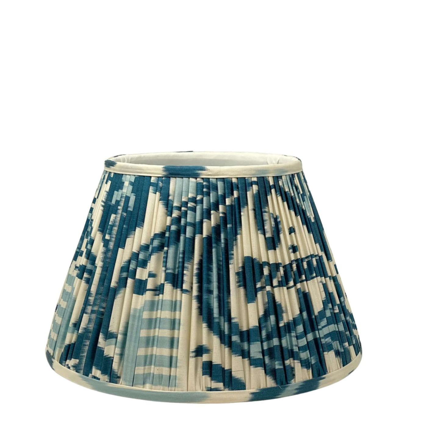 Ivory and Blue silk ikat lampshade