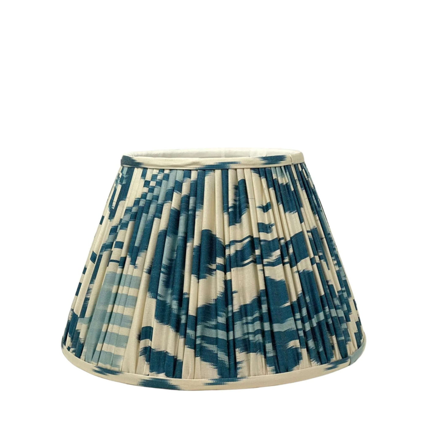 Blue and Ivory Silk Ikat Lampshade